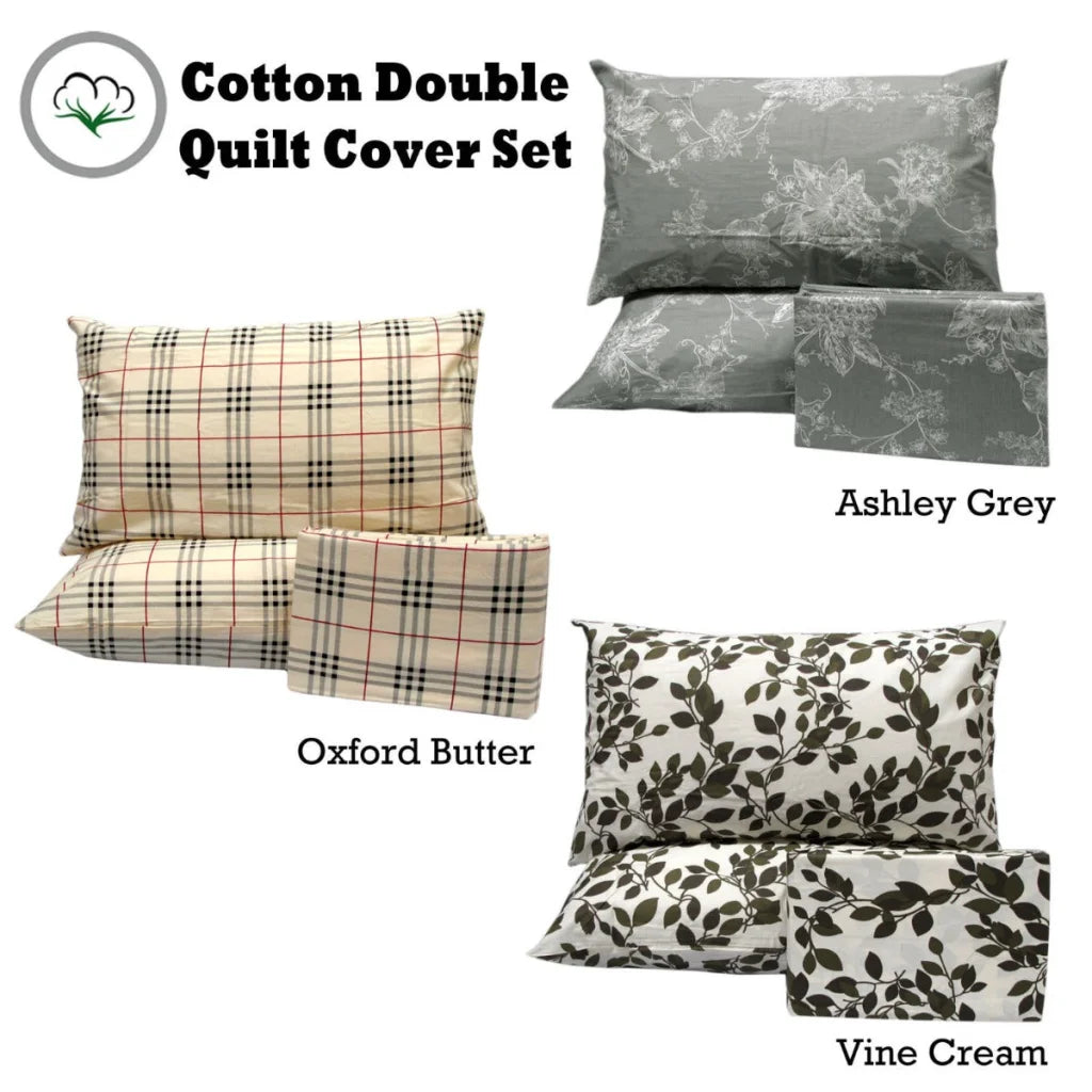 Pure Cotton Quilt Cover Set Double - Home & Garden