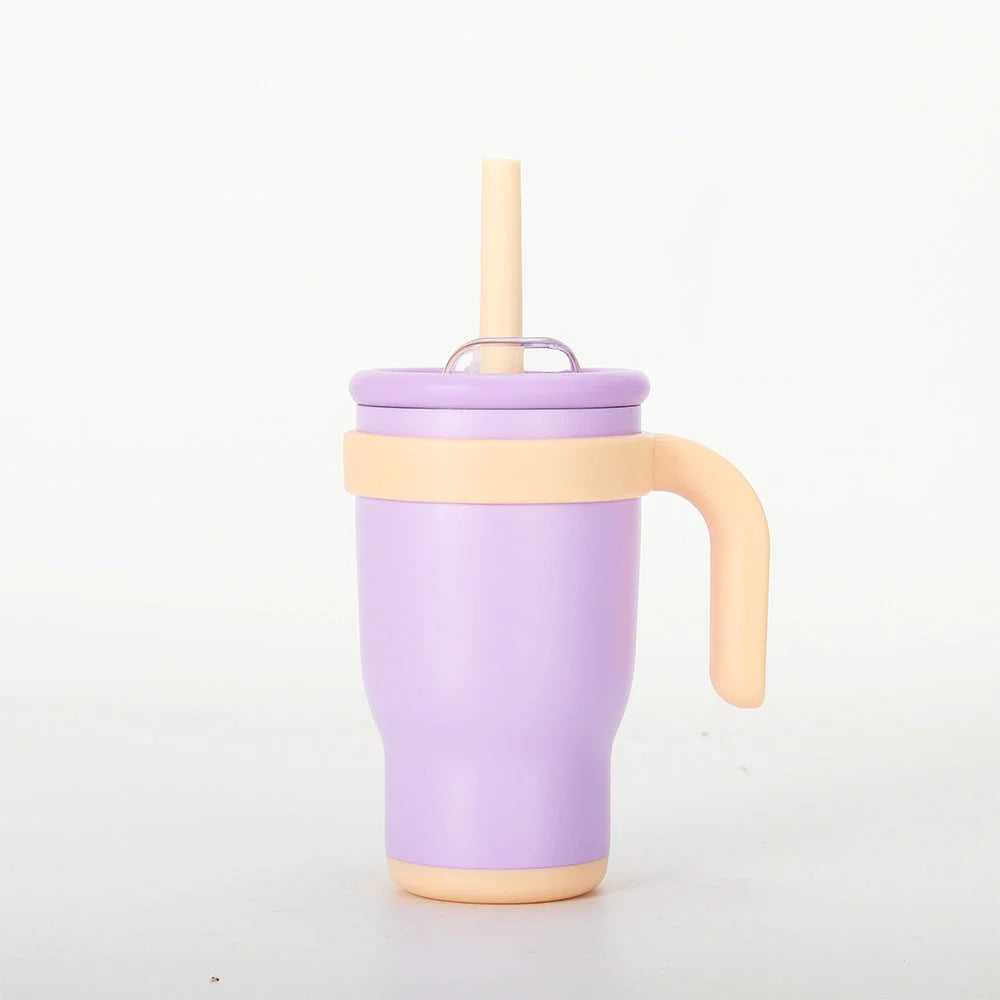 Purple 14oz Insulated Tumbler with Handle & Straw - 304