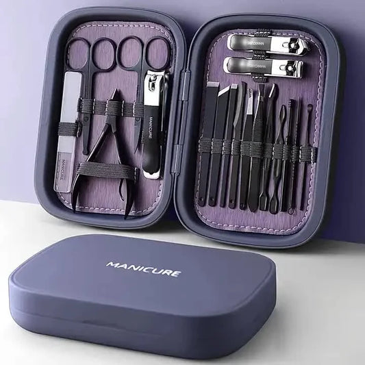Purple 18-Piece Manicure and Pedicure Set - Stainless Steel
