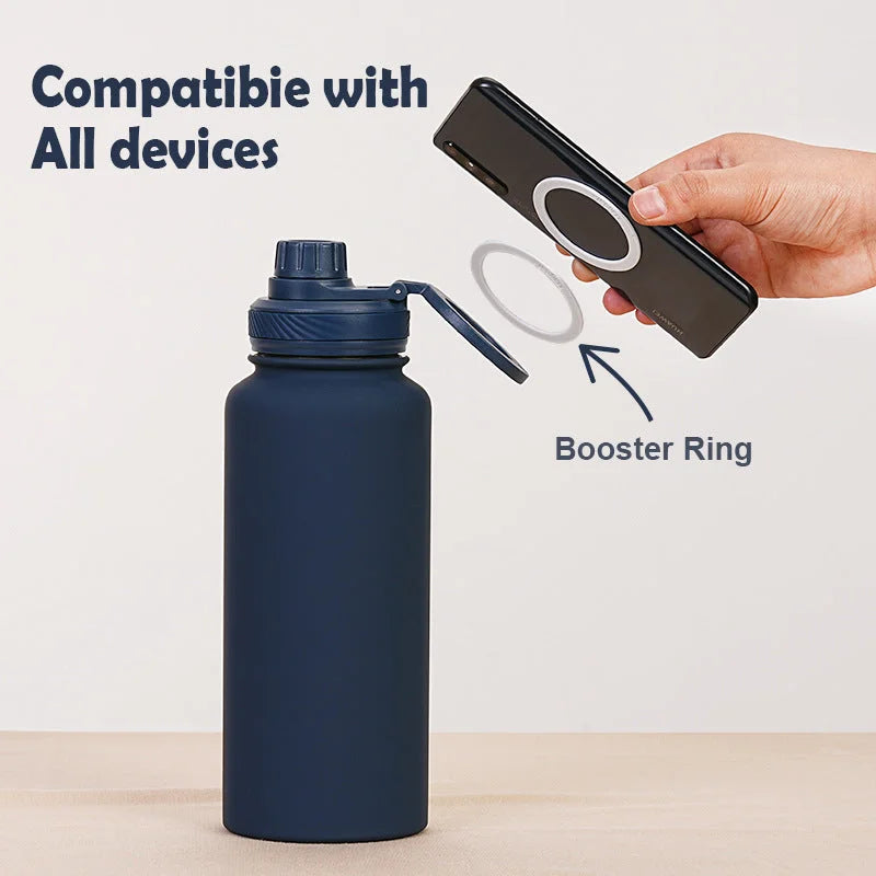 Purple 1L Stainless Steel Water Bottle with Magnetic Phone