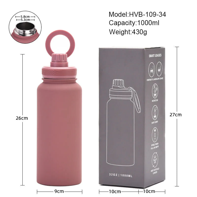 Purple 1L Stainless Steel Water Bottle with Magnetic Phone