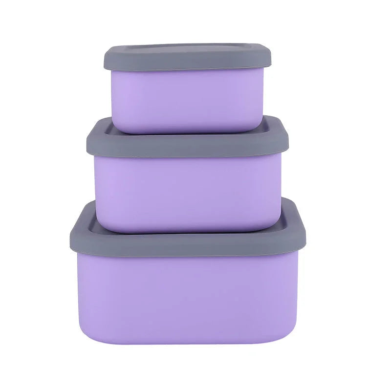 Purple 3-Piece Stackable Silicone Food Storage Container