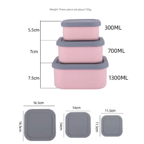 Purple 3-Piece Stackable Silicone Food Storage Container
