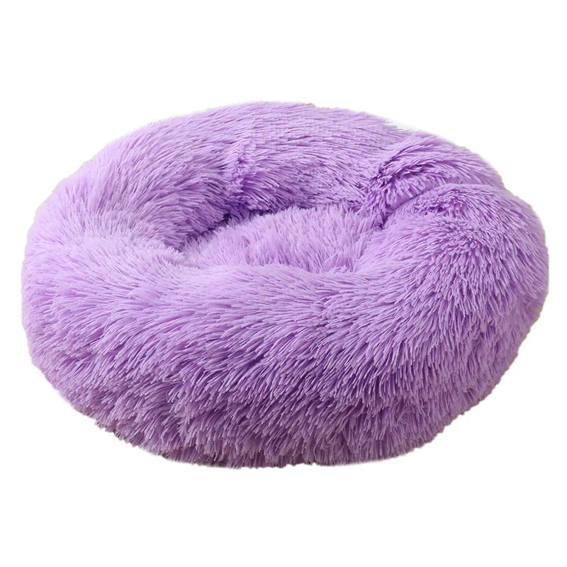 Purple 50cm Cozy Round Pet Bed - Plush Cat & Dog Bed