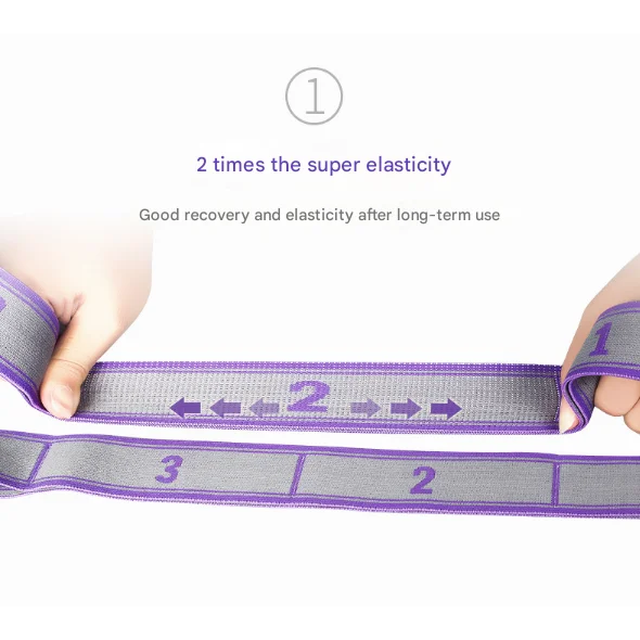 Purple 9-Loop Yoga Stretch Strap - Numbered Band