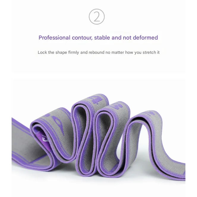 Purple 9-Loop Yoga Stretch Strap - Numbered Band