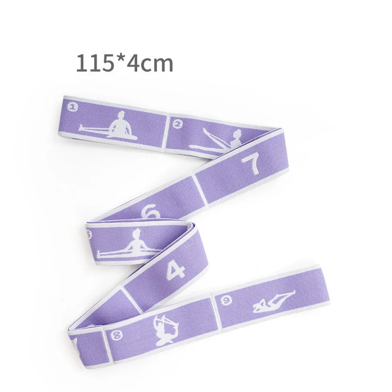 Purple 9-Loop Yoga Stretch Strap - Numbered Band