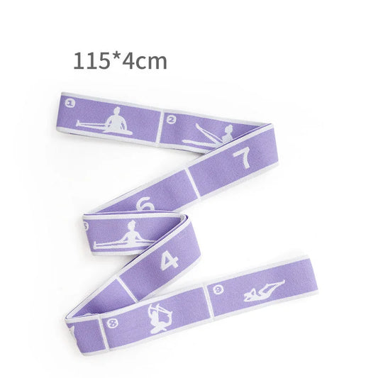 Purple 9-Loop Yoga Stretch Strap - Numbered Band