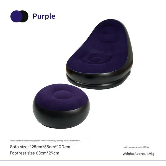 Purple And Black Patchwork Portable Inflatable Sofa Chair