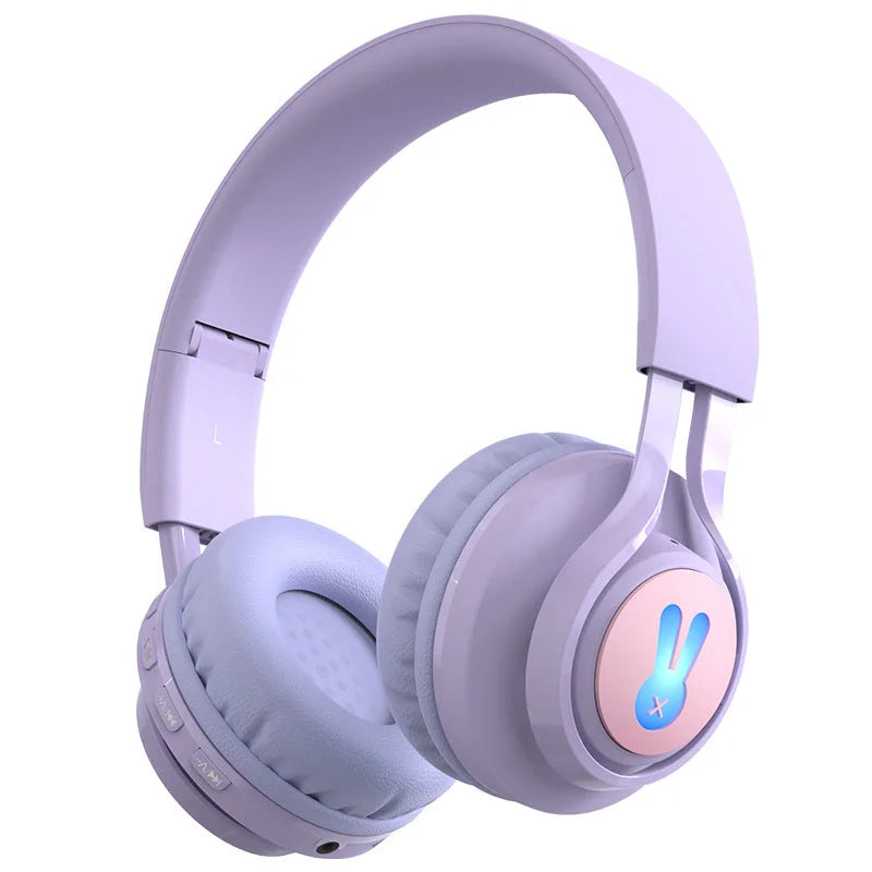 Purple Bunny Wireless Headphones - Glowing Logo Bluetooth