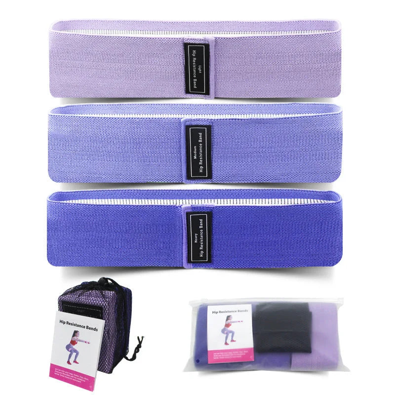 Purple Colour Scheme Fabric Resistance Bands Set - 3 Levels