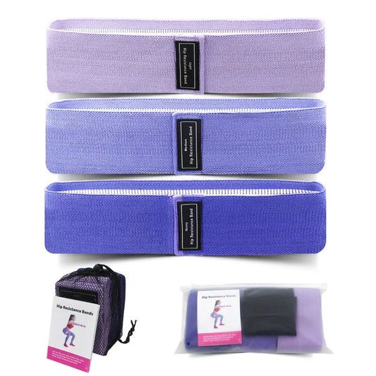 Purple Colour Scheme Fabric Resistance Bands Set - 3 Levels