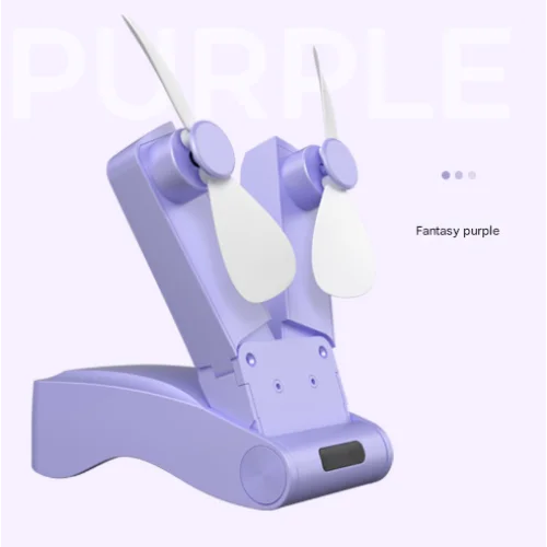 Purple Creative Dual-Head Folding Handheld Fan - USB