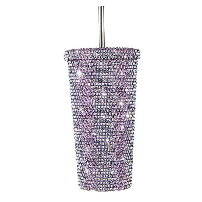 Purple Diamond Inlaid Insulated 304 Stainless Steel Cup