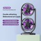 Purple Dual Head USB Rechargeable Desk Fan - Portable