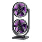 Purple Dual Head USB Rechargeable Desk Fan - Portable