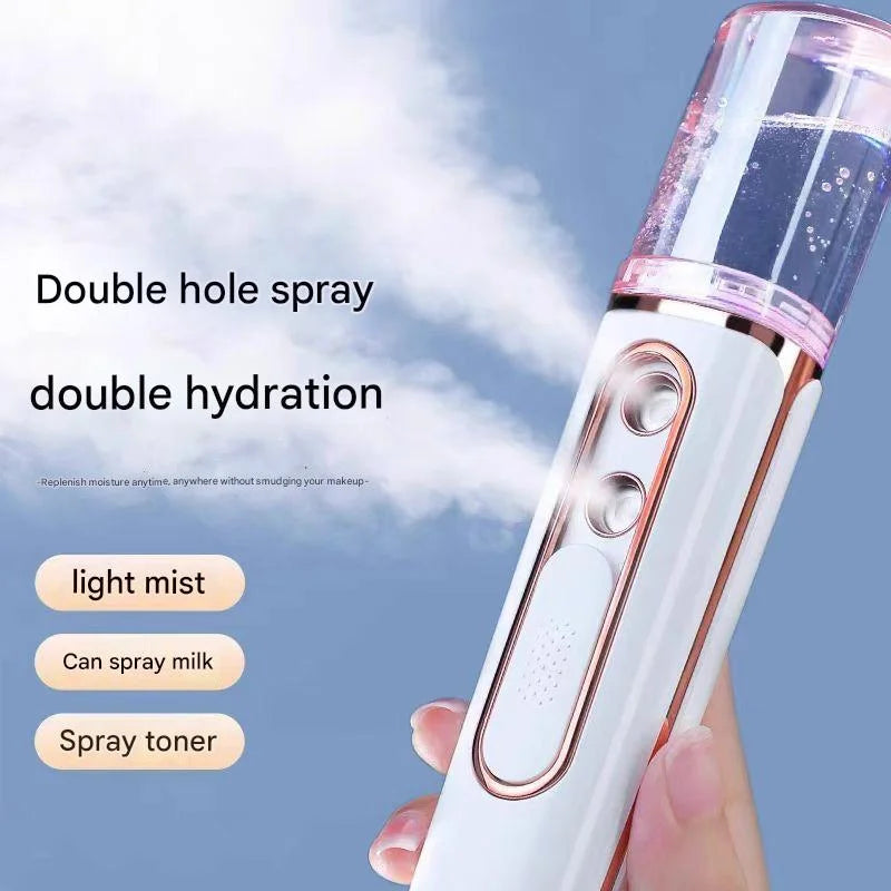 Purple Dual Nozzle Nano Facial Mister - USB Rechargeable