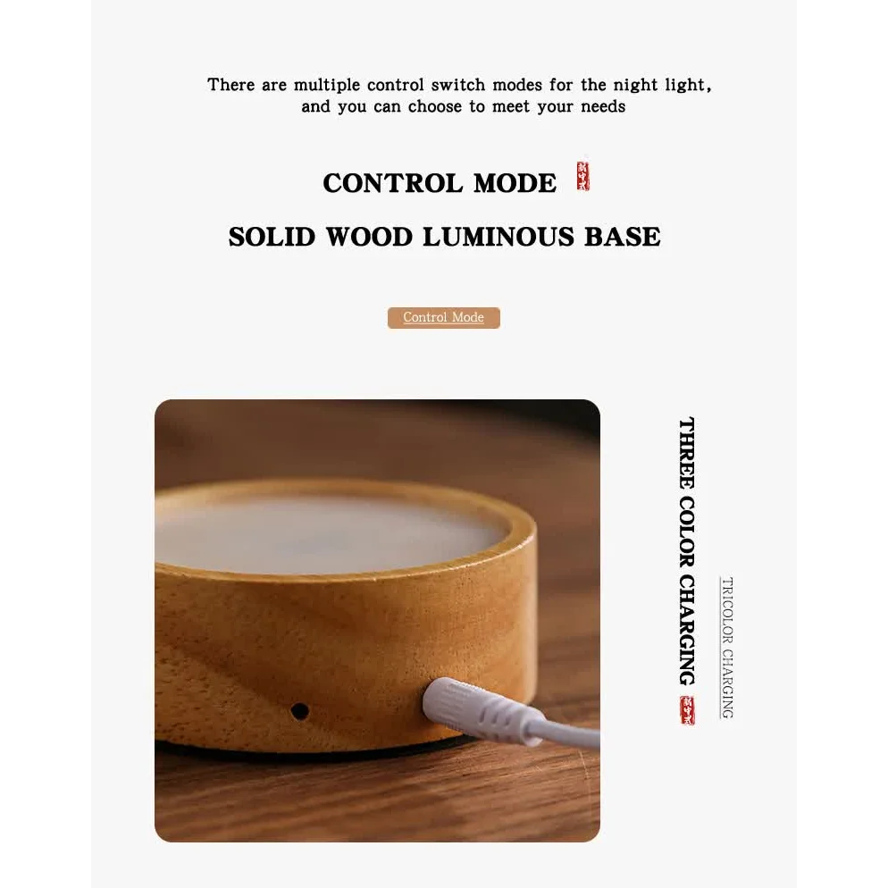 Purple LED Glass Night Light with Mountain Design USB