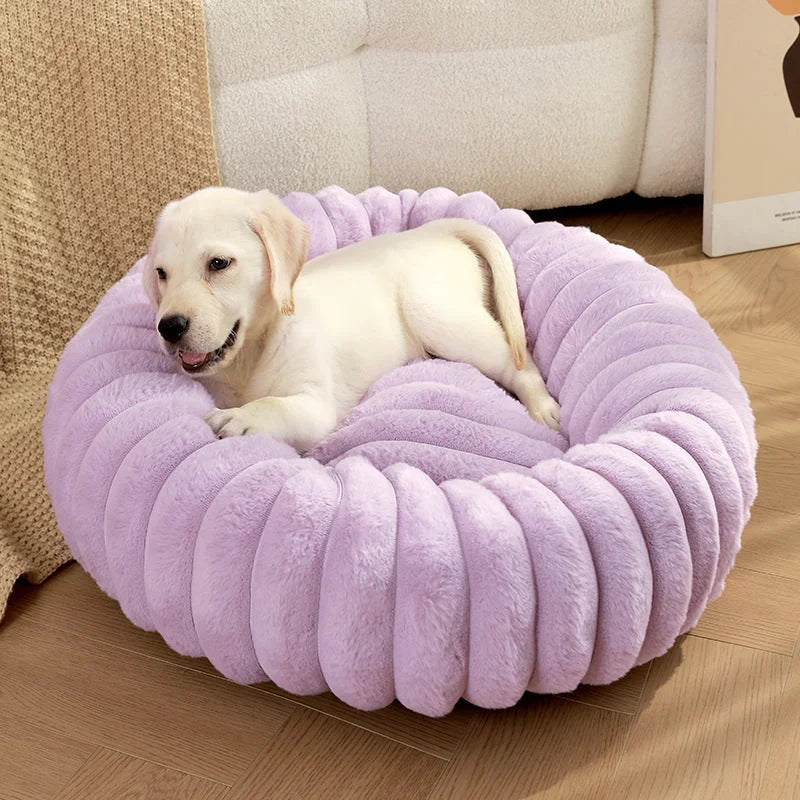 Purple Plush Pet Bed 40cm Round