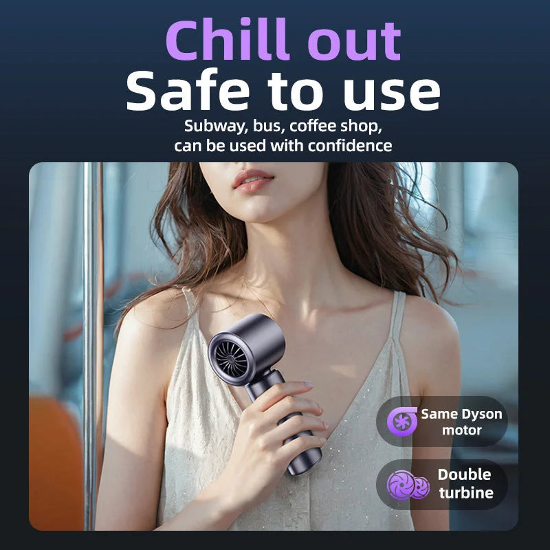Purple Portable Handheld Fan with 120-Speed Display - USB