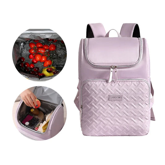 Purple Waterproof Insulated Backpack - Large Capacity