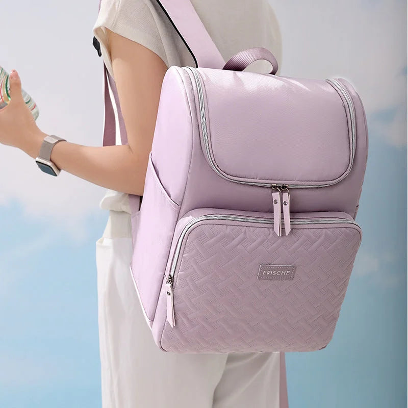 Purple Waterproof Insulated Backpack - Large Capacity