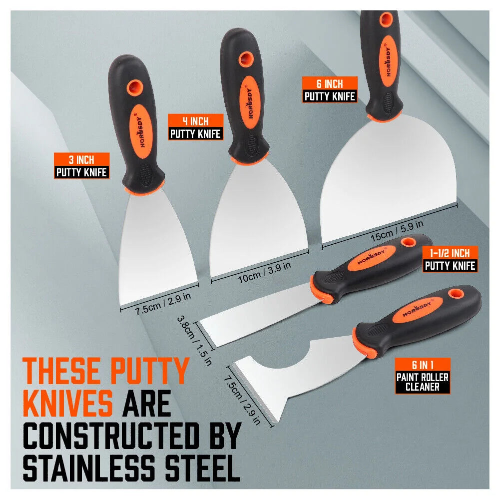 Putty Knife Set 5Pc Stainless Steel Joint Wall Scraper