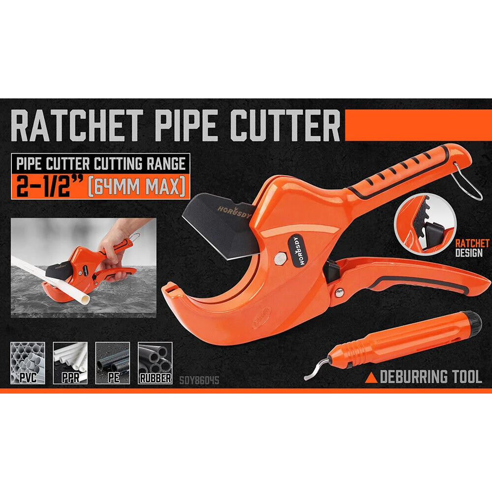 PVC Ratchet Cutter HORUSDY 64mm Deburring Tool 2-1/2’’