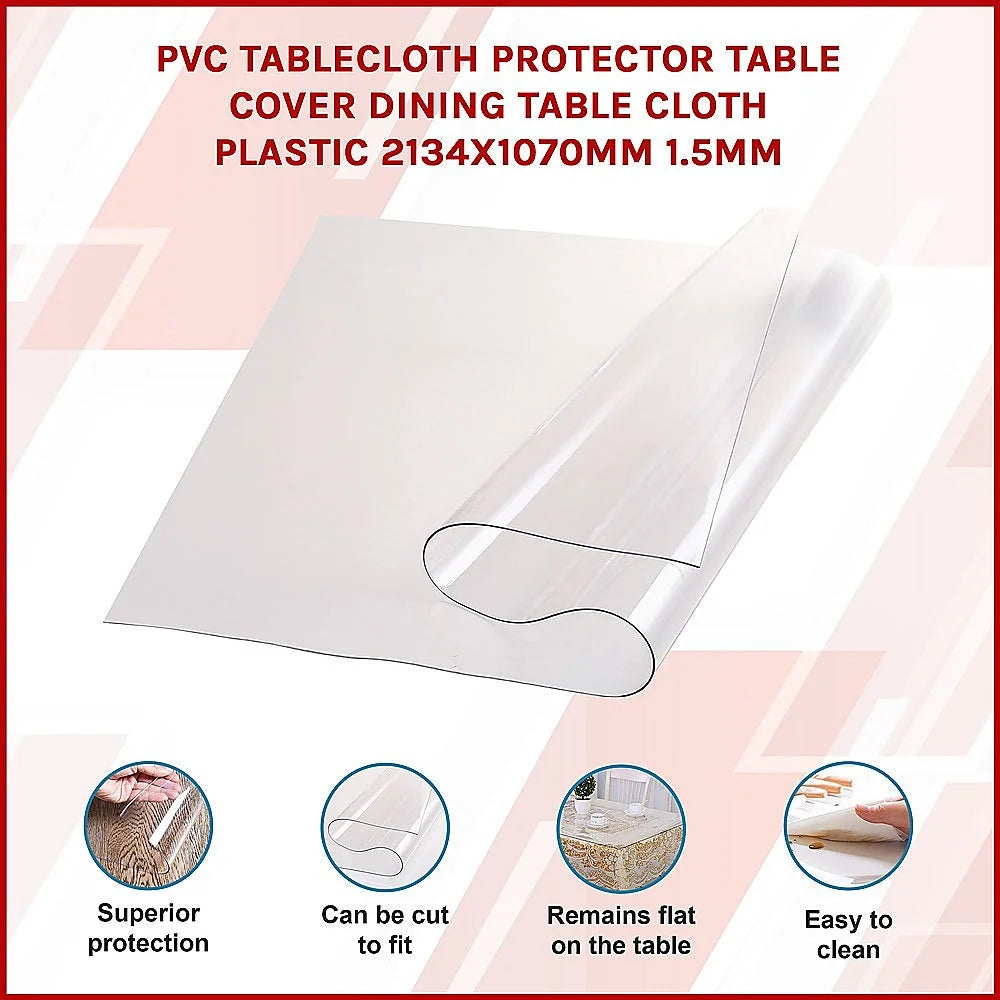 PVC Tablecloth Protector Dining Table Cover 2134x1070mm
