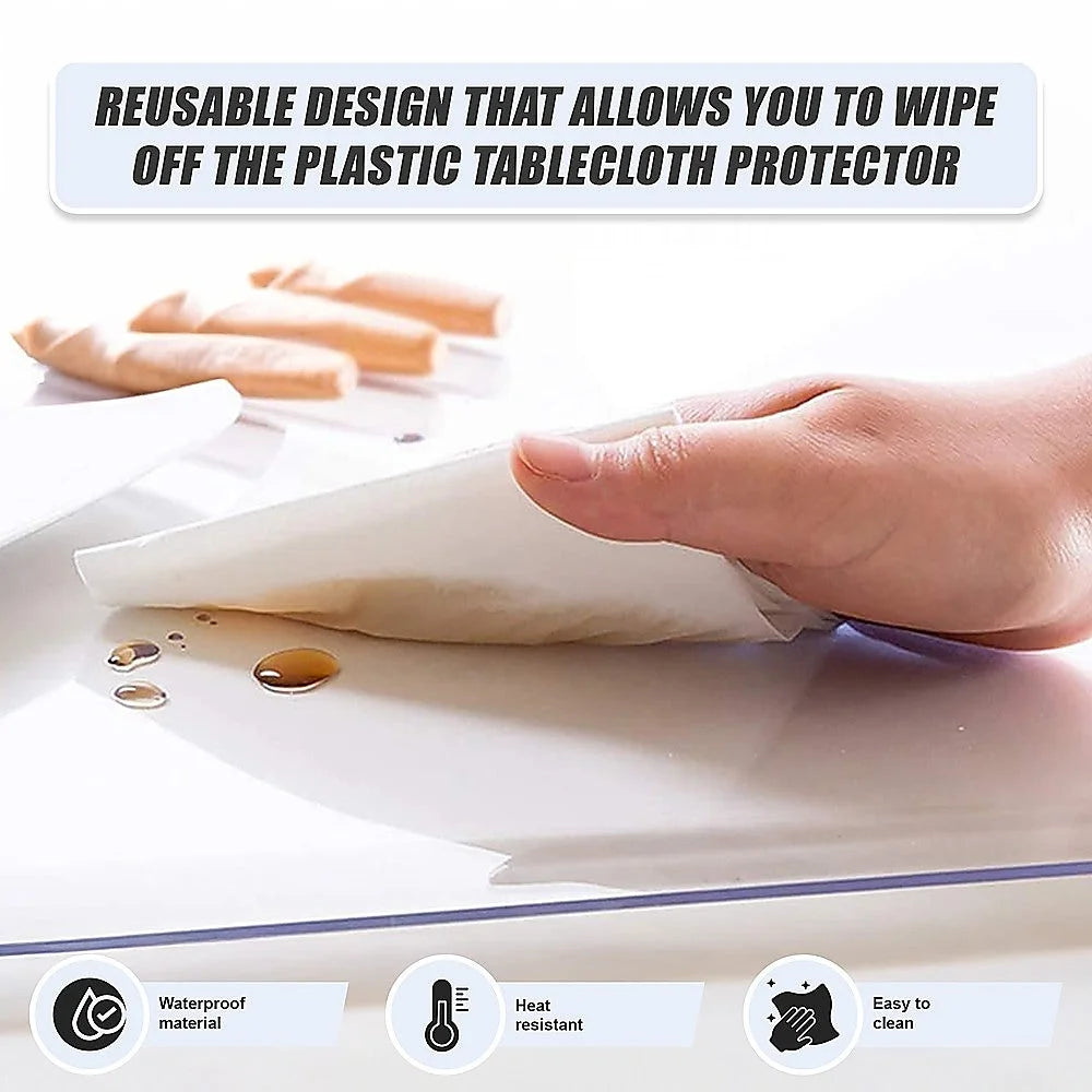 PVC Tablecloth Protector Dining Table Cover 2134x1070mm