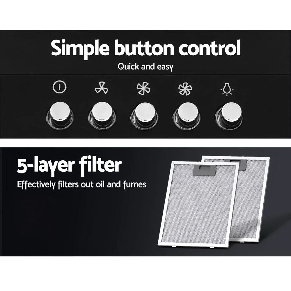 Pyramid Range Hood 600mm 60cm Kitchen Canopy Black