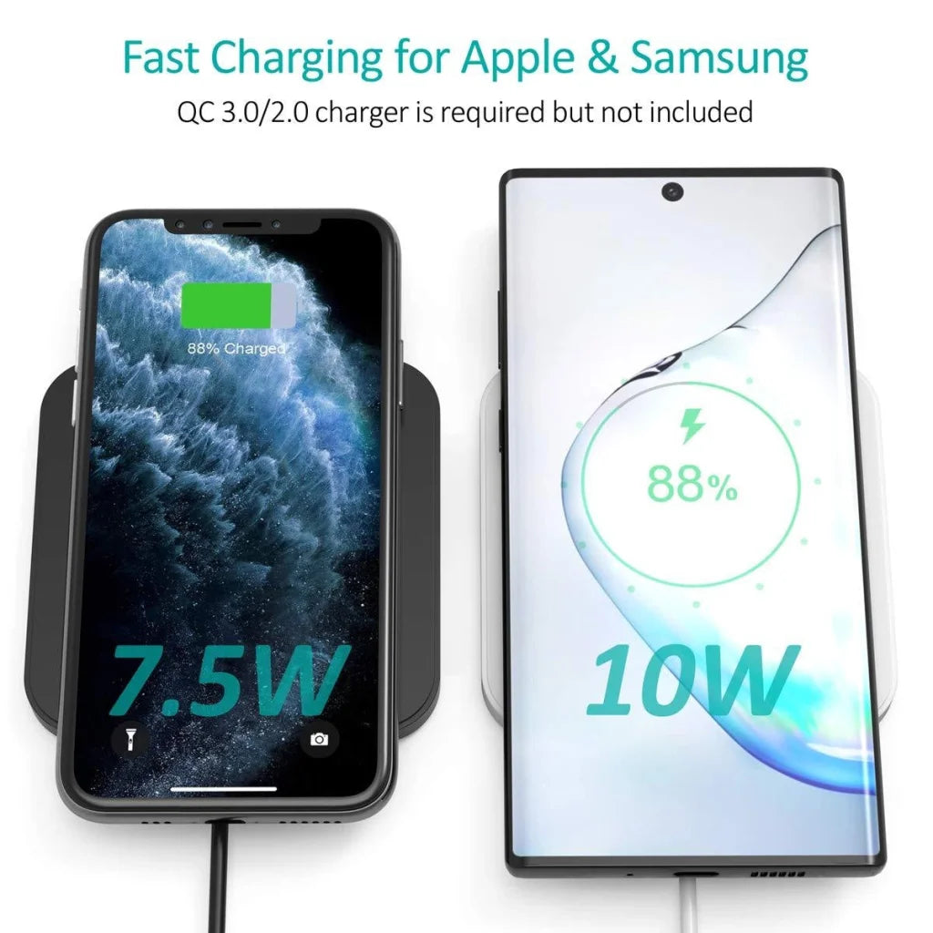 Qi Certified Fast Wireless Charging Pad Black & White 2