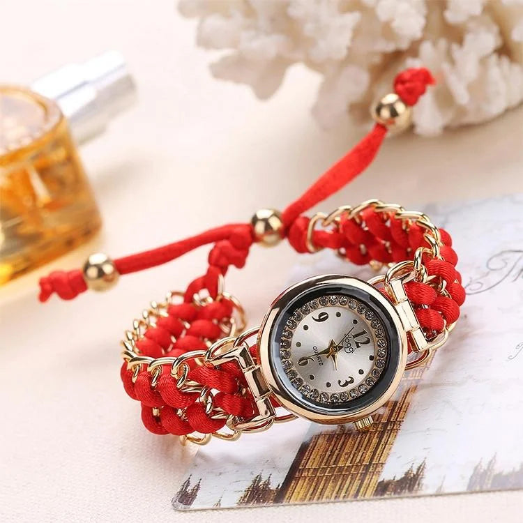 Quartz Wrist Watch with Knitting Rope Chain for Women