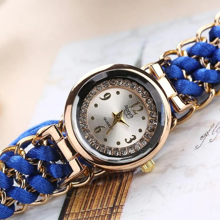 Quartz Wrist Watch with Knitting Rope Chain for Women