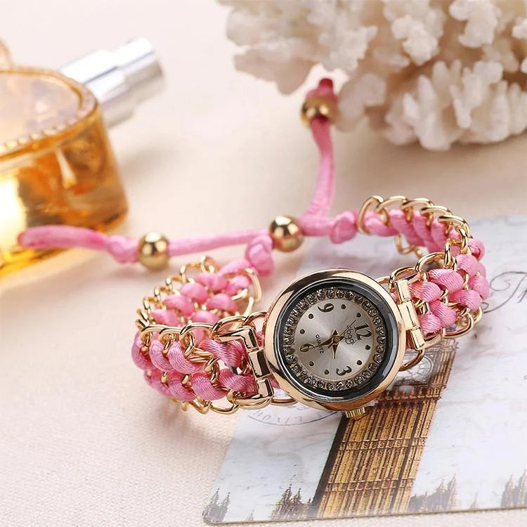 Quartz Wrist Watch with Knitting Rope Chain for Women