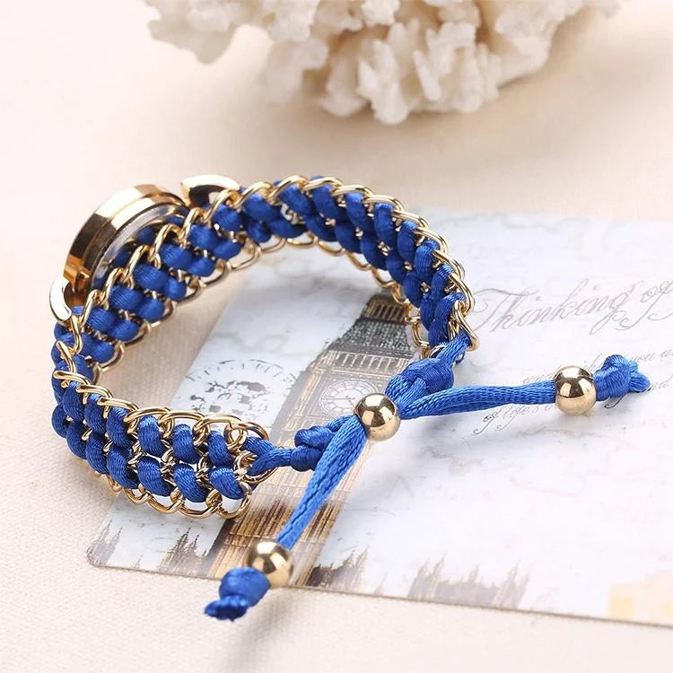 Quartz Wrist Watch with Knitting Rope Chain for Women