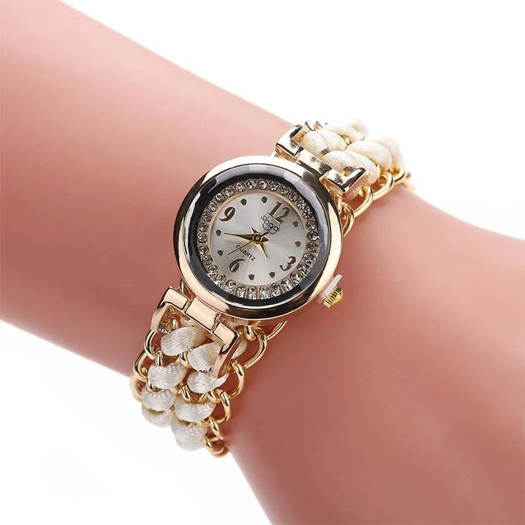 Quartz Wrist Watch with Knitting Rope Chain for Women