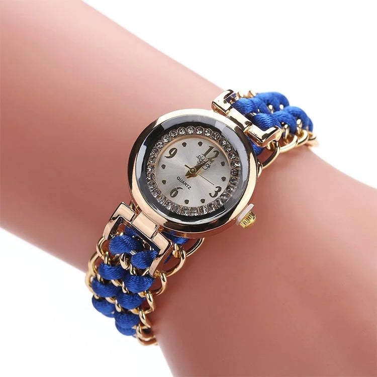 Quartz Wrist Watch with Knitting Rope Chain for Women