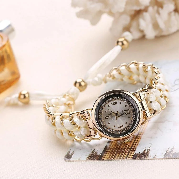 Quartz Wrist Watch with Knitting Rope Chain for Women