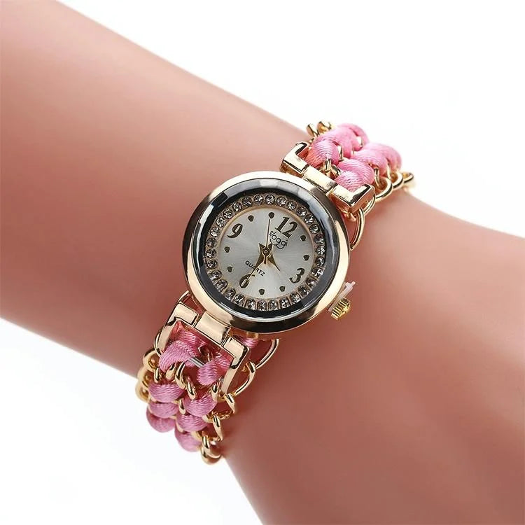 Quartz Wrist Watch with Knitting Rope Chain for Women