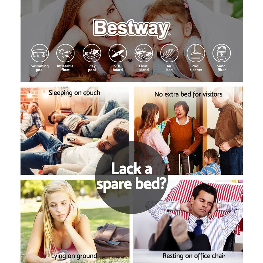 Queen Air Bed Inflatable Mattress Sleeping Mat Battery