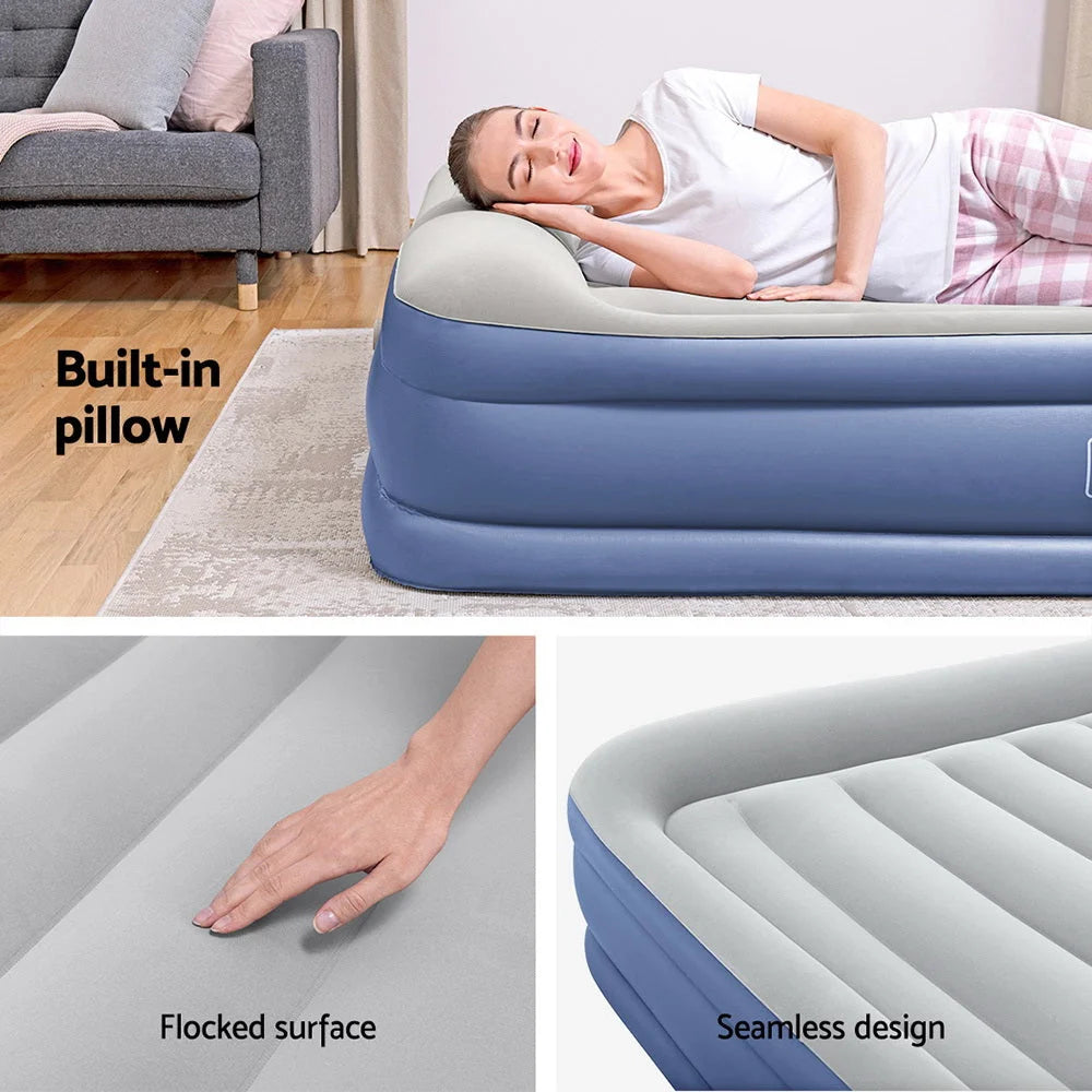 Queen Air Bed Inflatable Mattress Sleeping Mat Battery