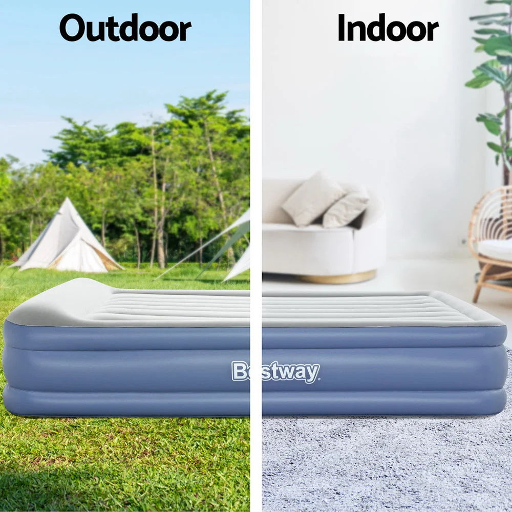 Queen Air Bed Inflatable Mattress Sleeping Mat Battery