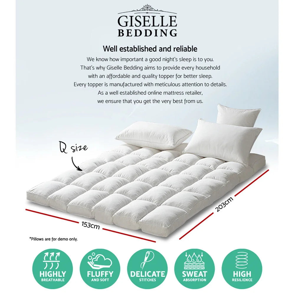 Queen Mattress Topper 1000GSM Pillowtop Microfibre