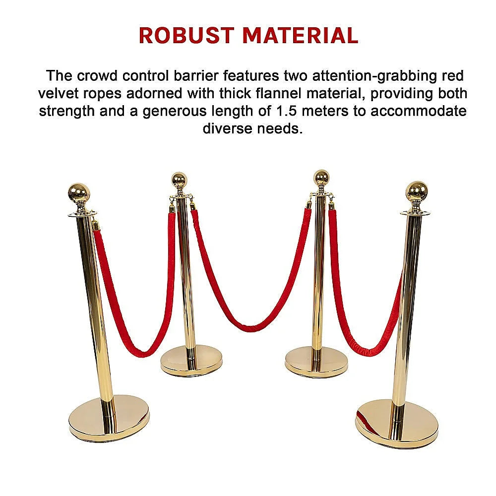 Queue Barriers 4x + 3 Ropes Exhibition Crowd Control