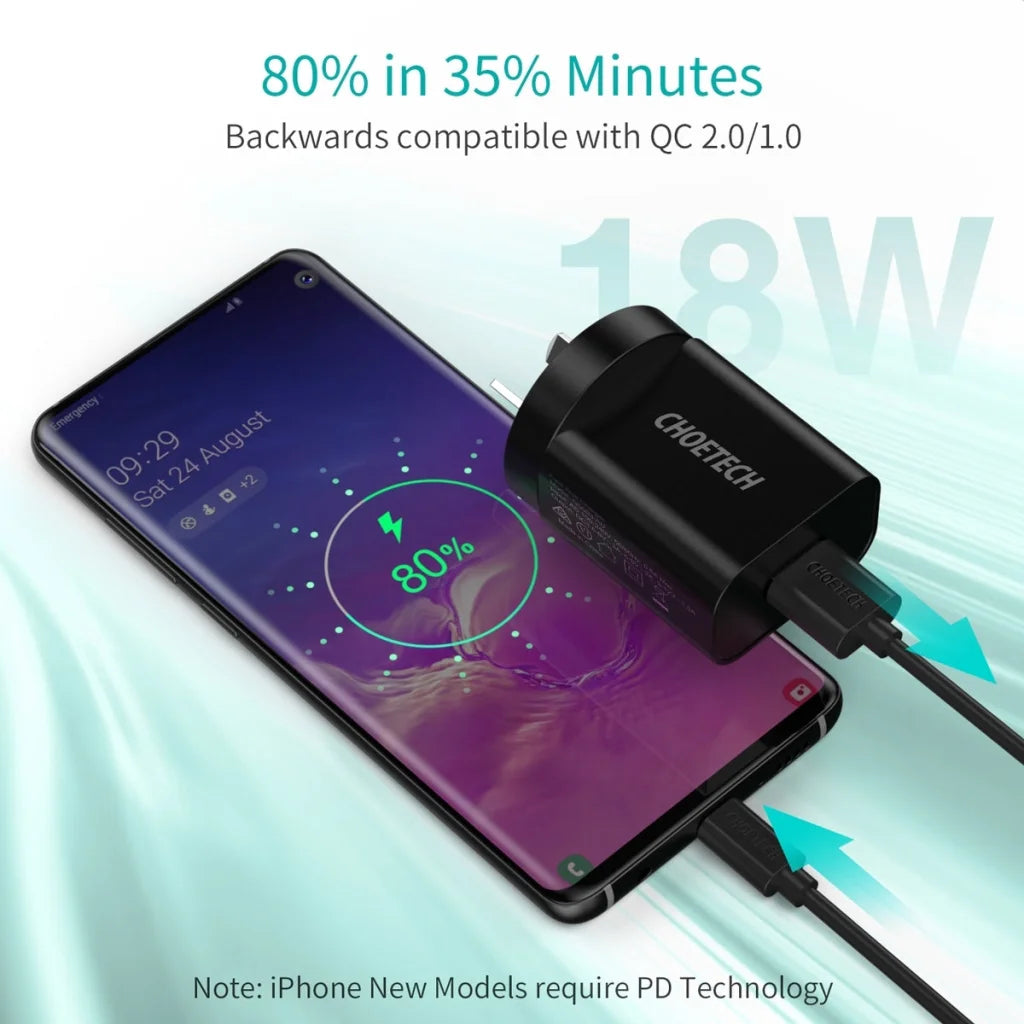 Quick Charger CHOETECH Q5003 18W QC - Black