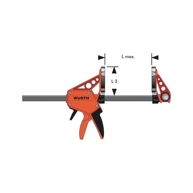 Quick-Grip Bar Clamp Wurth 300mm One-Handed F Clamp Trigger