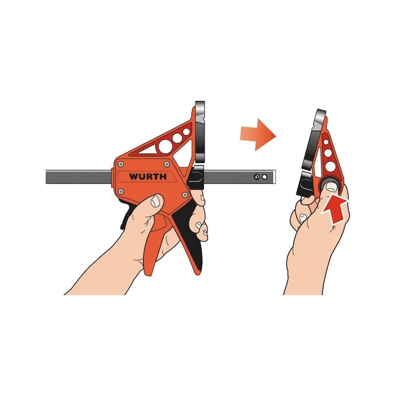 Quick-Grip Bar Clamp Wurth 300mm One-Handed F Clamp Trigger