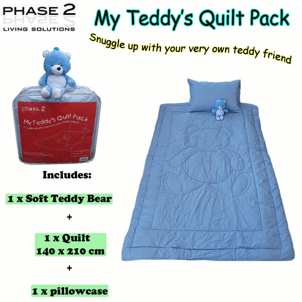 Quilt/Comforter Set Phase 2 My Teddy’s with Toy Blue