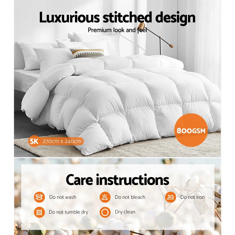 Quilt Cover Duvet Bedding 800GSM Goose Down Feather Winter